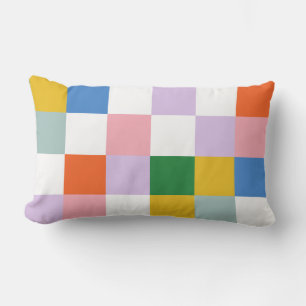 Coussin Rectangle Mignon motif carreaux et pois réversibles colorés
