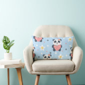 Coussin Rectangle Mignon motif sans couture de cœur de panda, N d'an (Chaise)