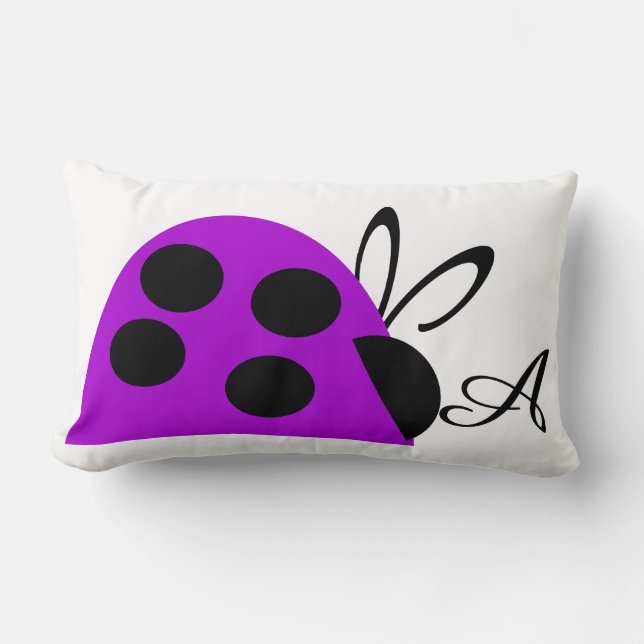 Coussin Rectangle Mignonne coccinelle violette personnalisée (Recto)