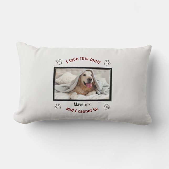 Coussin Rectangle Mignonne J'ADORE CE MUTT | Amoureux des chiens per (Recto)