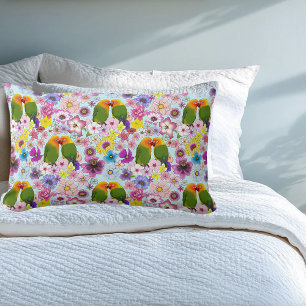 Coussin Rectangle Mignons Inséparables Fleurs Tropicales Oiseau Roma