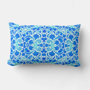 Coussin Rectangle Mignons motifs aqua bleu paisley