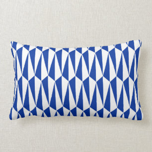 Coussin Rectangle Milieu du siècle moderne géométrique, cobalt et bl