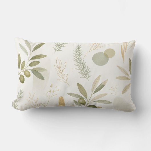 Coussin Rectangle Minimalist Olive & Rosemary Botanical Pillow (Recto)