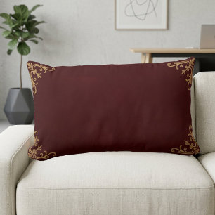 Coussin Rectangle Minimaliste en cuir de vin de Bourgogne victorien 