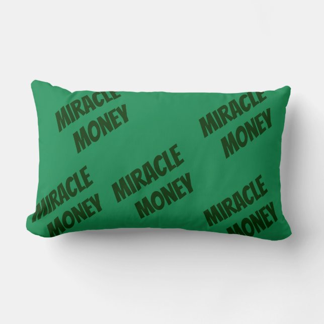 Coussin Rectangle "Miracle Money." Citation Drôle. Noël vert (Recto)