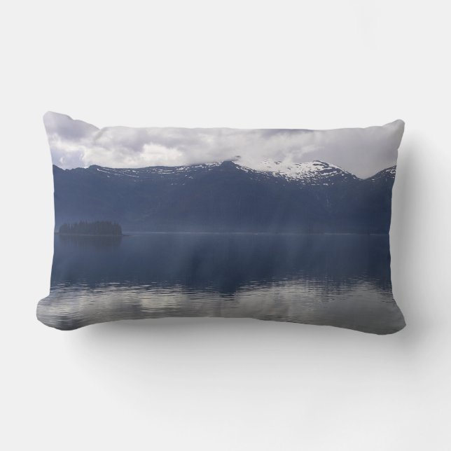 Coussin Rectangle Misty Alaskan Sea dans les tons bleu (Recto)
