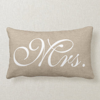 Coussin Rectangle Mme jute initial chic rustique de toile de jute de
