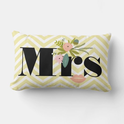 Coussin Rectangle Mme Pale Jaune Blanc Turquoise Zig Zag (Recto)