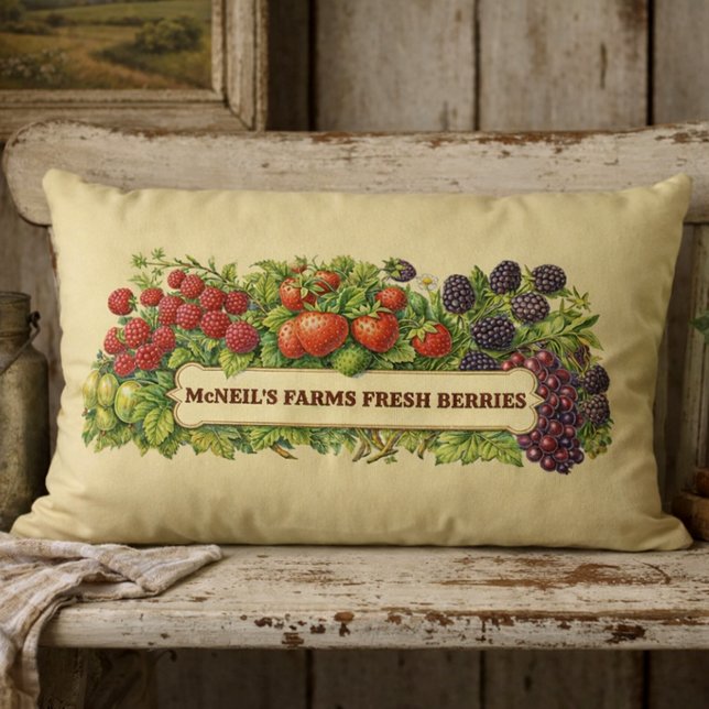 Coussin Rectangle Modèle de baies fraîches de la ferme (Créateur téléchargé)