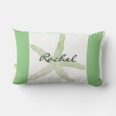 Coussin Rectangle Modèle de nom d'étoile de mer Plage Sage Vert Blan (Verso)