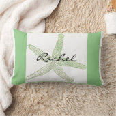 Coussin Rectangle Modèle de nom d'étoile de mer Plage Sage Vert Blan (Couverture)