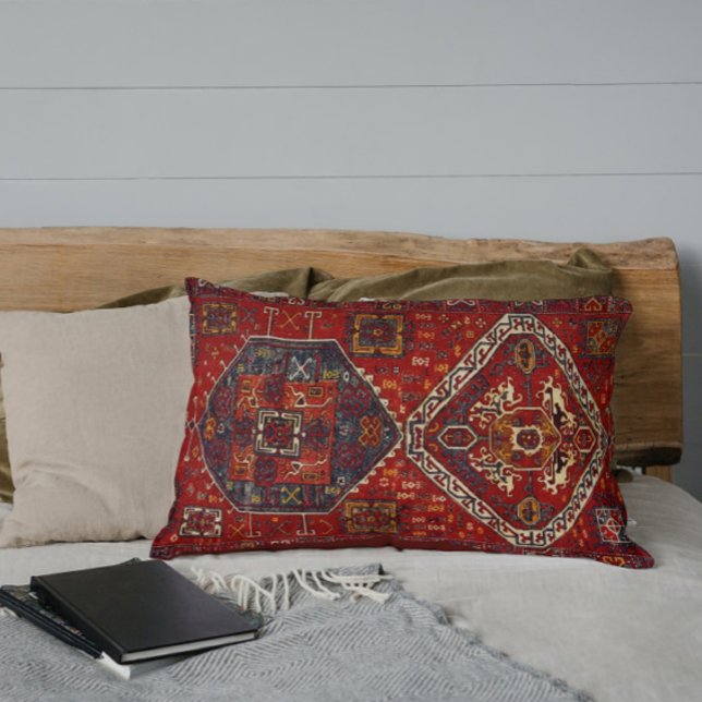 Coussin Rectangle Modèle de tapis Oriental en rouge foncé no5 (Créateur téléchargé)