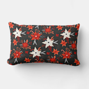 Coussin Rectangle Modèle floral avec fleurs blanches rouges-11438