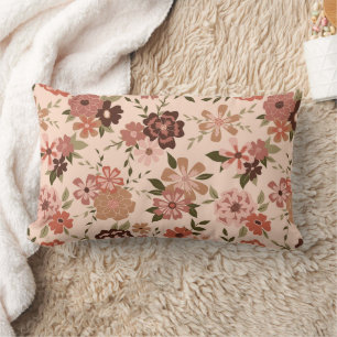 Coussin Rectangle Modèle floral Brown de la Pêche Whimsical
