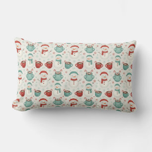 Coussin Rectangle Modèle sans couture de Noël bonhomme de neige et c