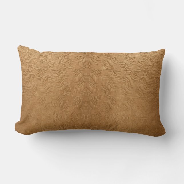Coussin Rectangle Modern Camel Brown Wavy Ripples Abstract Textured (Recto)