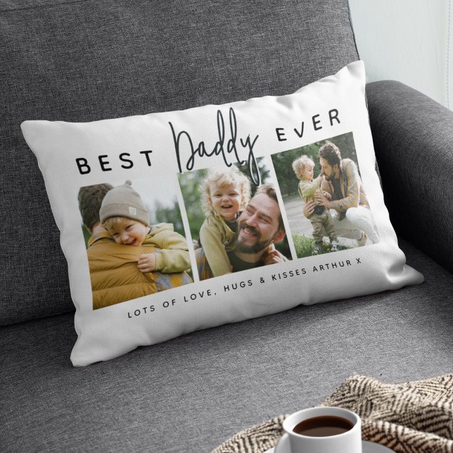 Coussin Rectangle Modern Custom Best Daddy Ever | 3 Photo (Créateur téléchargé)