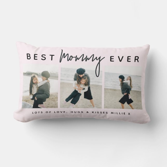 Coussin Rectangle Modern Custom Best Mommy Ever | 3 Photo (Recto)