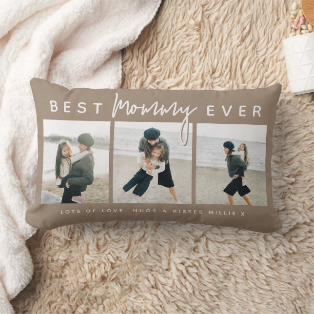 Coussin Rectangle Modern Custom Best Mommy Ever | 3 Photo (Couverture)