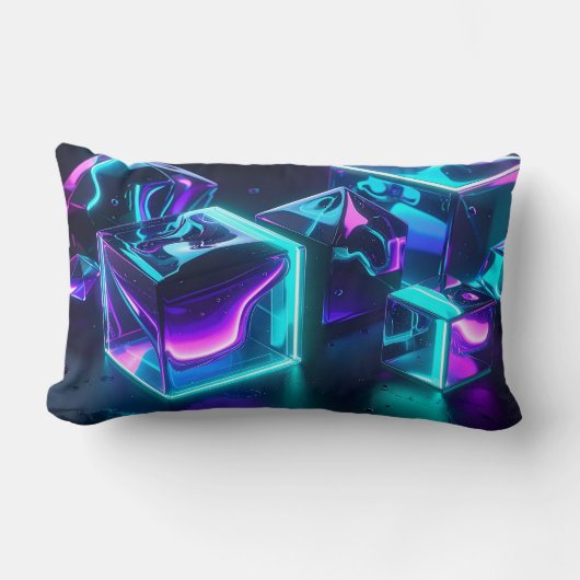Coussin Rectangle Modern Geometric Liquid Glow Pillow (Recto)
