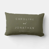 Coussin Rectangle Modern Minimalist Script Olive Moss Custom Wedding (Verso)