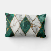 Coussin Rectangle Modern Royal Emerald Green Mosaic & Gold Pillow (Verso)