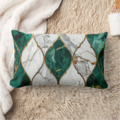 Coussin Rectangle Modern Royal Emerald Green Mosaic & Gold Pillow (Couverture)