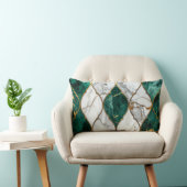 Coussin Rectangle Modern Royal Emerald Green Mosaic & Gold Pillow (Chaise)