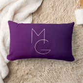 Coussin Rectangle Moderne 2 Initiales | Ombre Subtile Violet Foncé (Couverture)