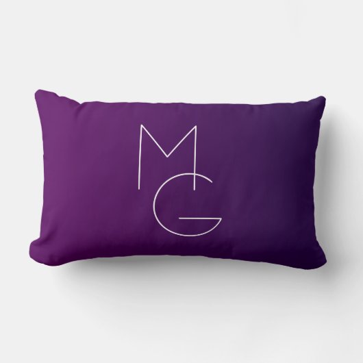 Coussin Rectangle Moderne 2 Initiales | Ombre Subtile Violet Foncé (Recto)