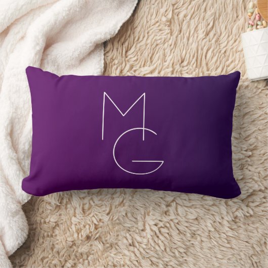 Coussin Rectangle Moderne 2 Initiales | Ombre subtile violet profond (Couverture)