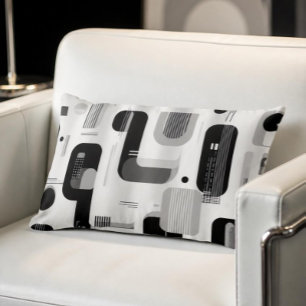 Coussin Rectangle Moderne Abstrait Géométrique Noir et Blanc