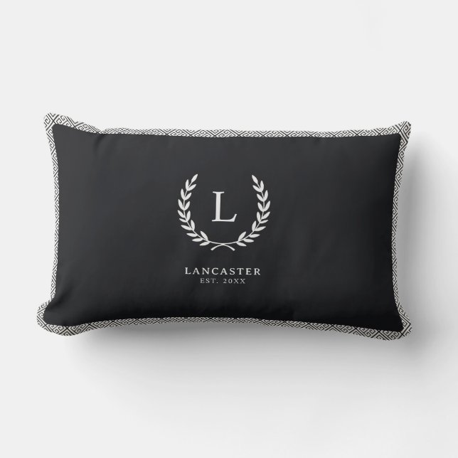 Coussin Rectangle Moderne Chic Nom de famille Premier Monogramme Clé (Recto)