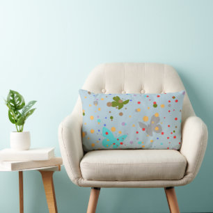 Coussin Rectangle Moderne Chic Points&Papillon Bleu Clair