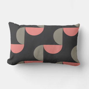 Coussin Rectangle Moderne du milieu du siècle pêche et gris