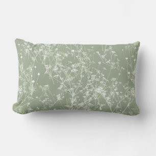 Coussin Rectangle Moderne Élégant Abstrait Sage Vert Floral