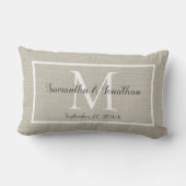 Coussin Rectangle Moderne Élégant Monogramme Chic Mariage Keepsaké (Verso)