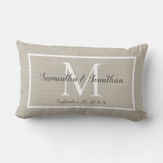 Coussin Rectangle Moderne Élégant Monogramme Chic Mariage Keepsaké (Verso)