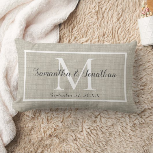 Coussin Rectangle Moderne Élégant Monogramme Chic Mariage Keepsaké (Couverture)