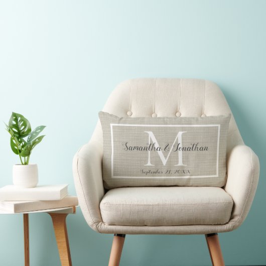 Coussin Rectangle Moderne Élégant Monogramme Chic Mariage Keepsaké (Chaise)