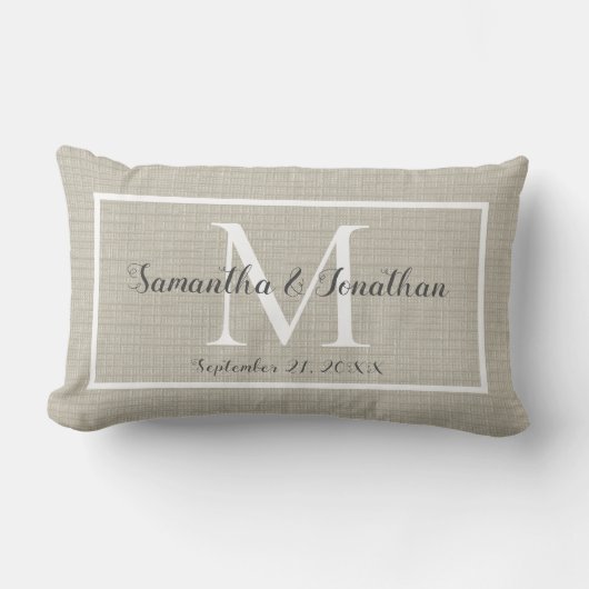Coussin Rectangle Moderne Élégant Monogramme Chic Mariage Keepsaké (Recto)