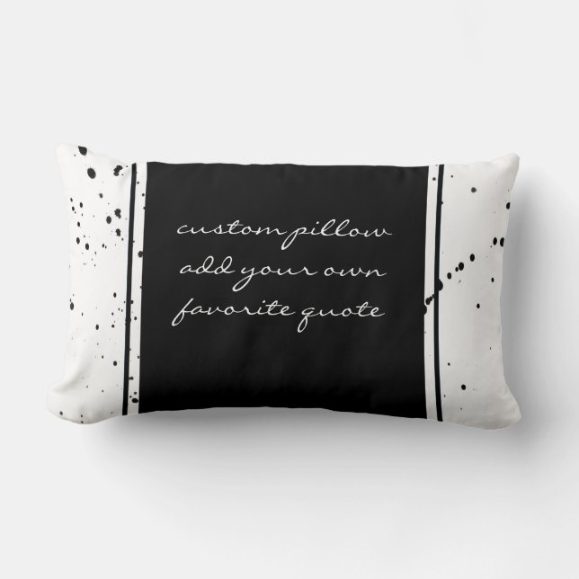 Coussin Rectangle moderne en gras noir et blanc ajouter votre texte (Recto)