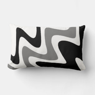 Coussin Rectangle Moderne et élégant noir blanc gris