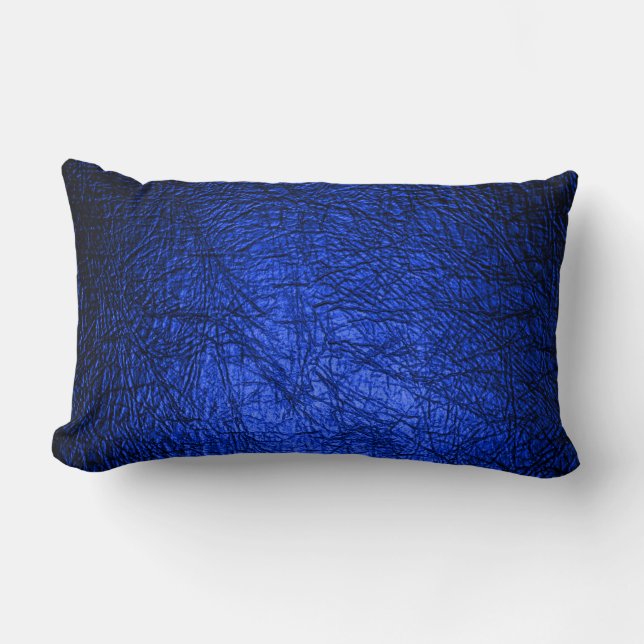 Coussin Rectangle Moderne Faux Blue Leather Texture (Recto)