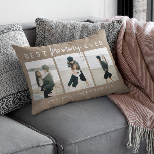 Coussin Rectangle Moderne Meilleure Maman Personnalisée 3 Photos