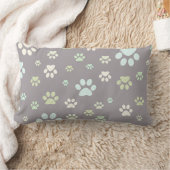 Coussin Rectangle Moderne Menthe et Empreinte de Patte Grise (Couverture)