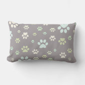 Coussin Rectangle Moderne Menthe et Empreinte de Patte Grise (Recto)