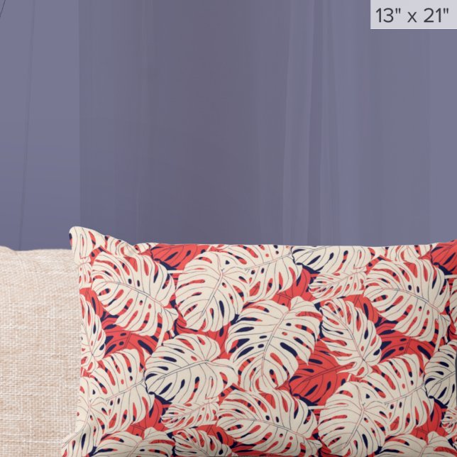 Coussin Rectangle Moderne Monstera Feuille Tropical (Créateur téléchargé)