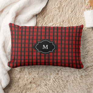 Coussin Rectangle Moderne plaid buffalo rouge noir rustique Monogram